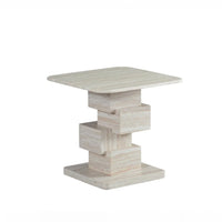 Eros 55cm Marble Side Table - White Travertine