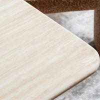 Eros 55cm Marble Side Table - White Travertine