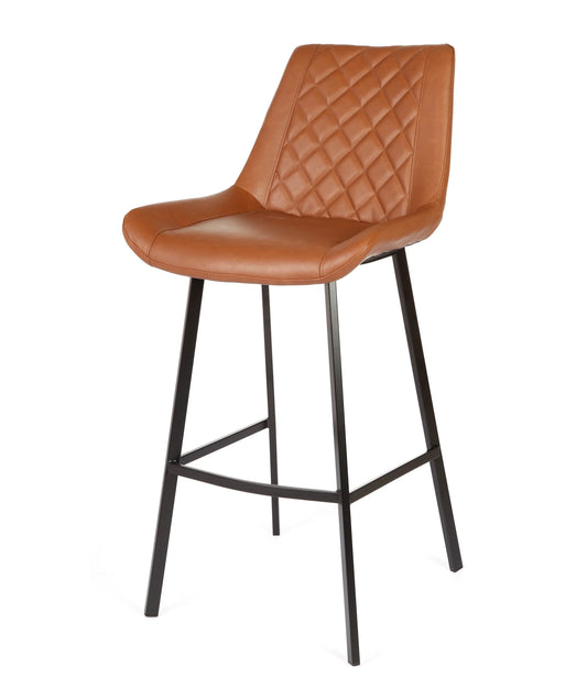 Flynn Diamond-Stitched Eco Leather Bar Stool