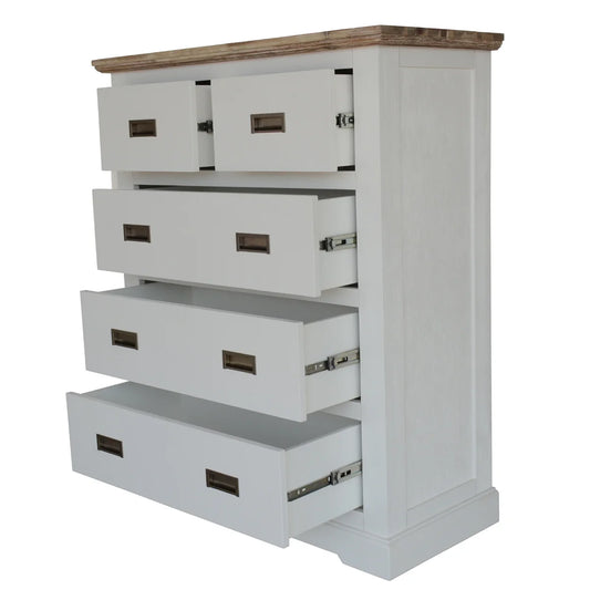 Folkestone White Acacia 5 Drawer Tallboy