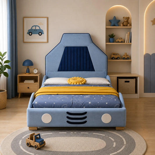 Hamilton Blue Velvet Kids Car Bed Frame