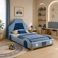 Hamilton Fabric Kids Car Bed Blue