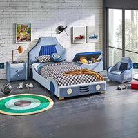 Hamilton Fabric Kids Car Bed Blue