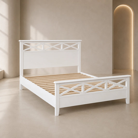 Hampton White Timber Bed Frame - KING