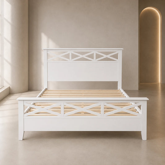 Hampton White Timber Bed Frame