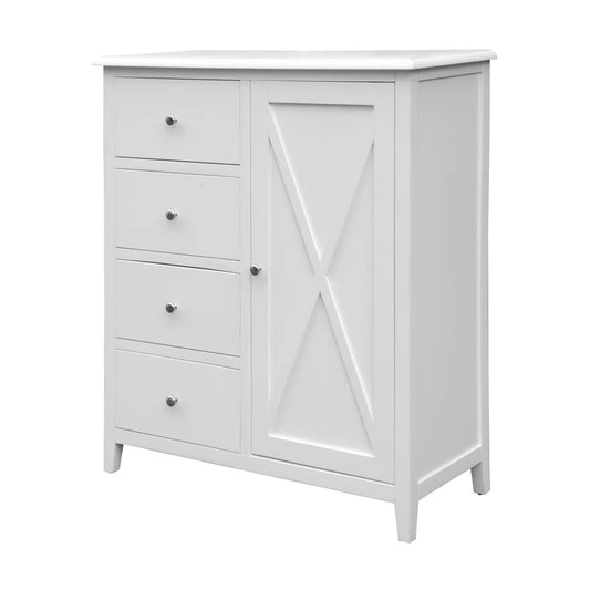 Hampton White 4 Drawer Tallboy with Door