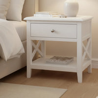 Hampton White Timber Bedside Table