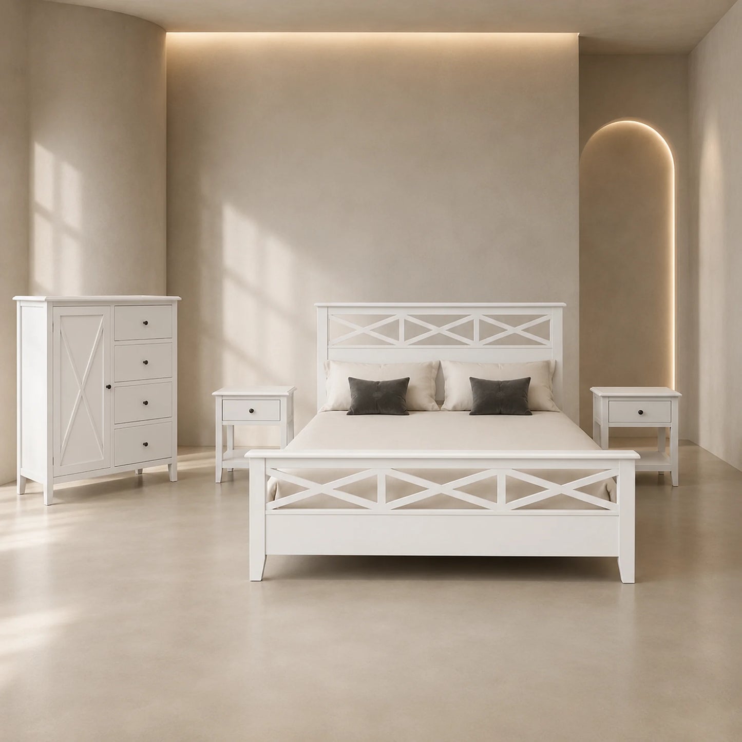 Hampton White Timber Bedside Table