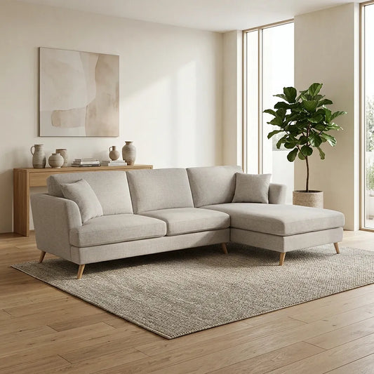 Heidi 3 Seater with Chaise Sofa in Pearl