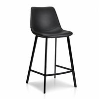 Hugo Diamond-Stitched Eco Leather Bar Stool in Black