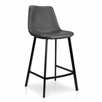 Hugo Diamond-Stitched Eco Leather Bar Stool in Antique Black