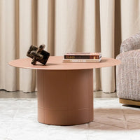Jaffa 80cm Matte Rose round tempered glass coffee table – front three-quarter view