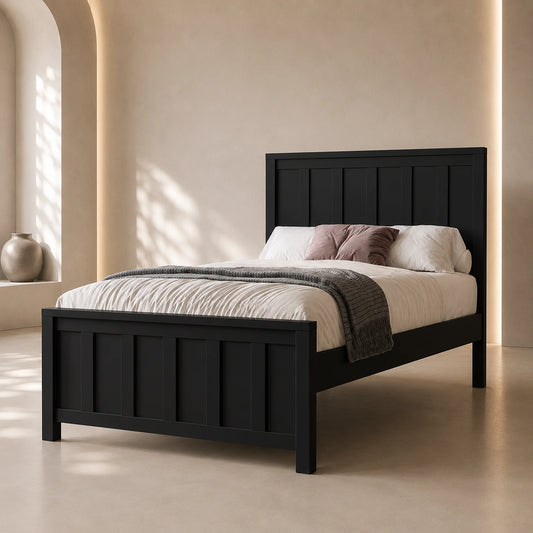 Jesse Black Timber-Look Bed Frame - DOUBLE