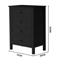 Jesse Timber 4 Drawer Tallboy Black