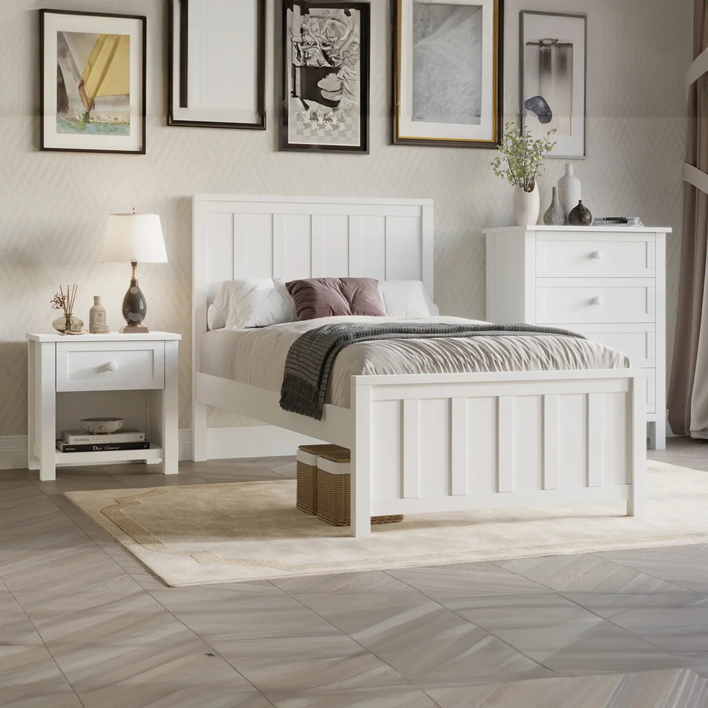 Jesse White 1 Drawer Bedside Table with Shelf