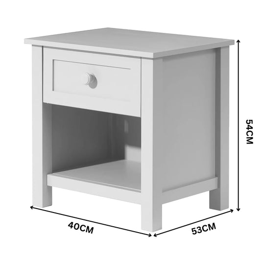 Jesse White 1 Drawer Bedside Table with Shelf