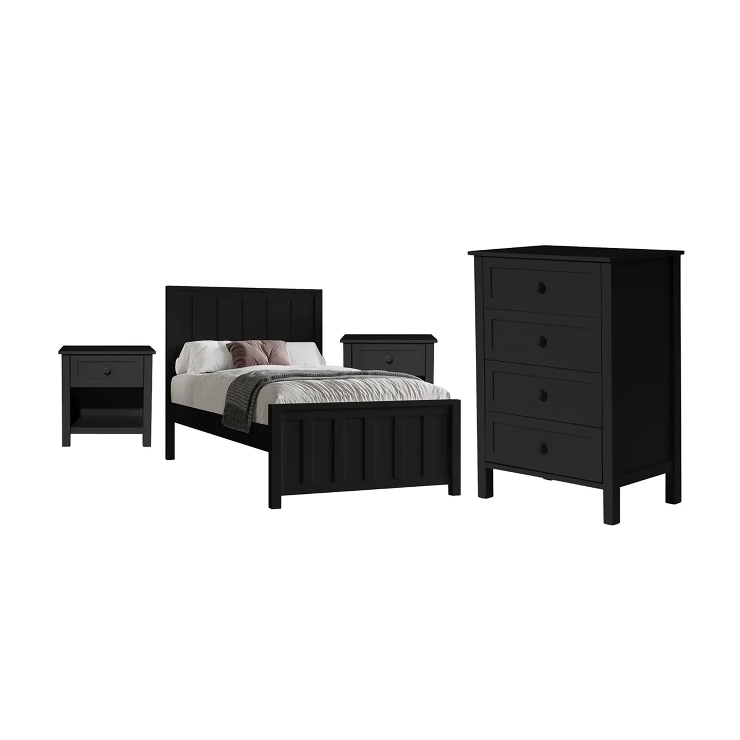 Jesse Black 1 Drawer Bedside Table with Shelf