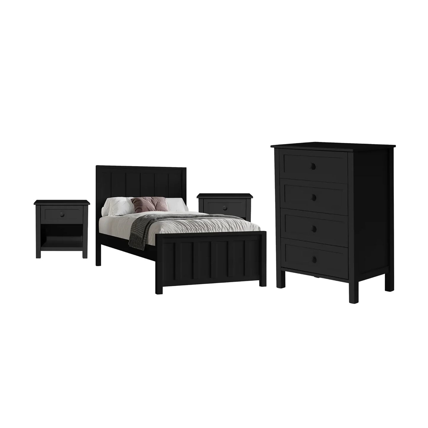 Jesse Black 1 Drawer Bedside Table with Shelf