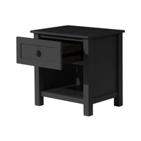 Jesse Black 1 Drawer Bedside Table with Shelf