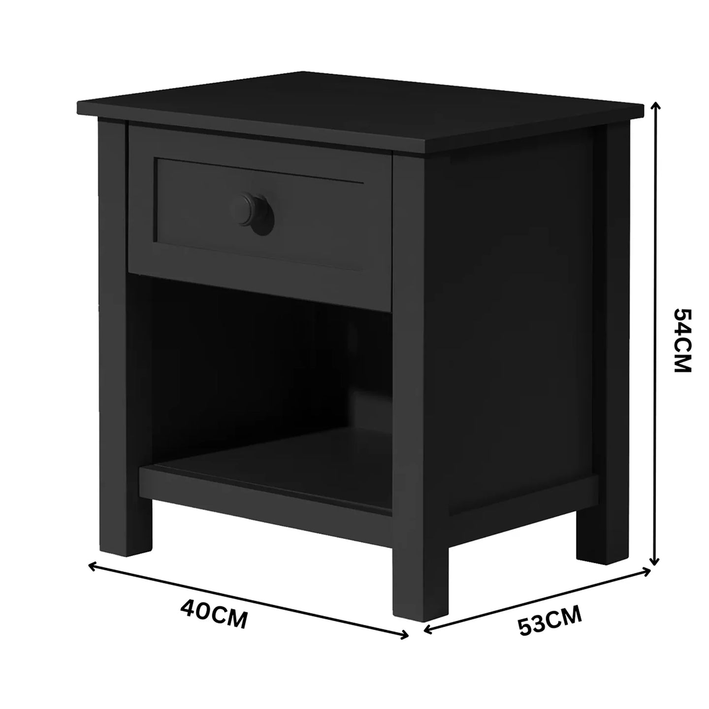 Jesse Black 1 Drawer Bedside Table with Shelf