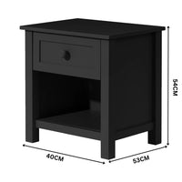 Jesse Black 1 Drawer Bedside Table with Shelf