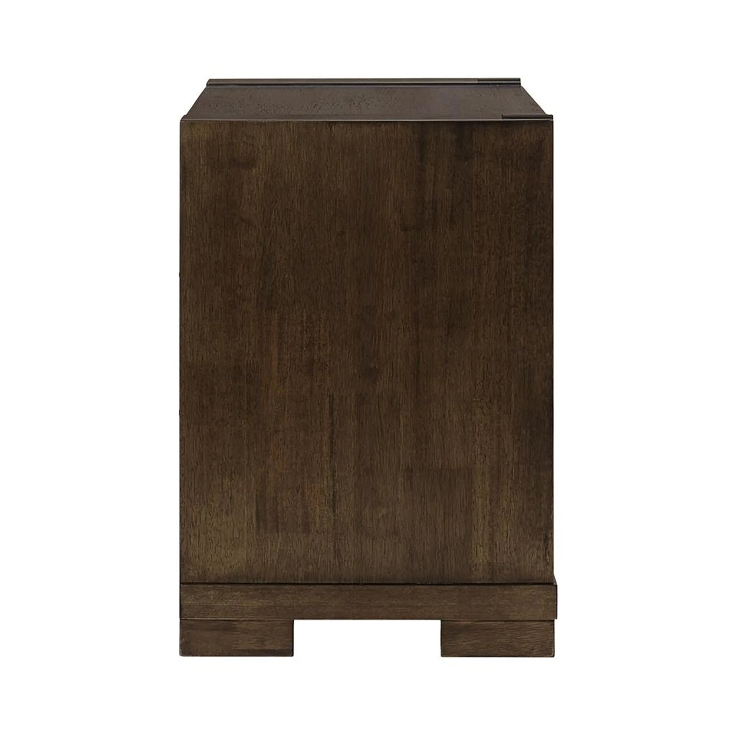 A dark brown wooden cabinet or sideboard with a clean rectangular silhouette and a subtle grain texture, shown against a plain white background.