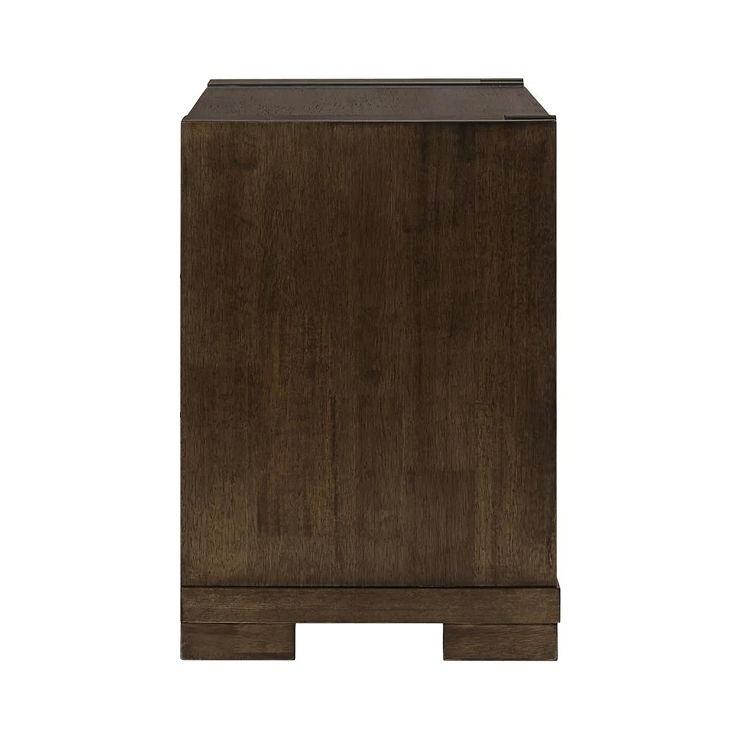 A dark brown wooden cabinet or sideboard with a clean rectangular silhouette and a subtle grain texture, shown against a plain white background.