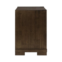 A dark brown wooden cabinet or sideboard with a clean rectangular silhouette and a subtle grain texture, shown against a plain white background.