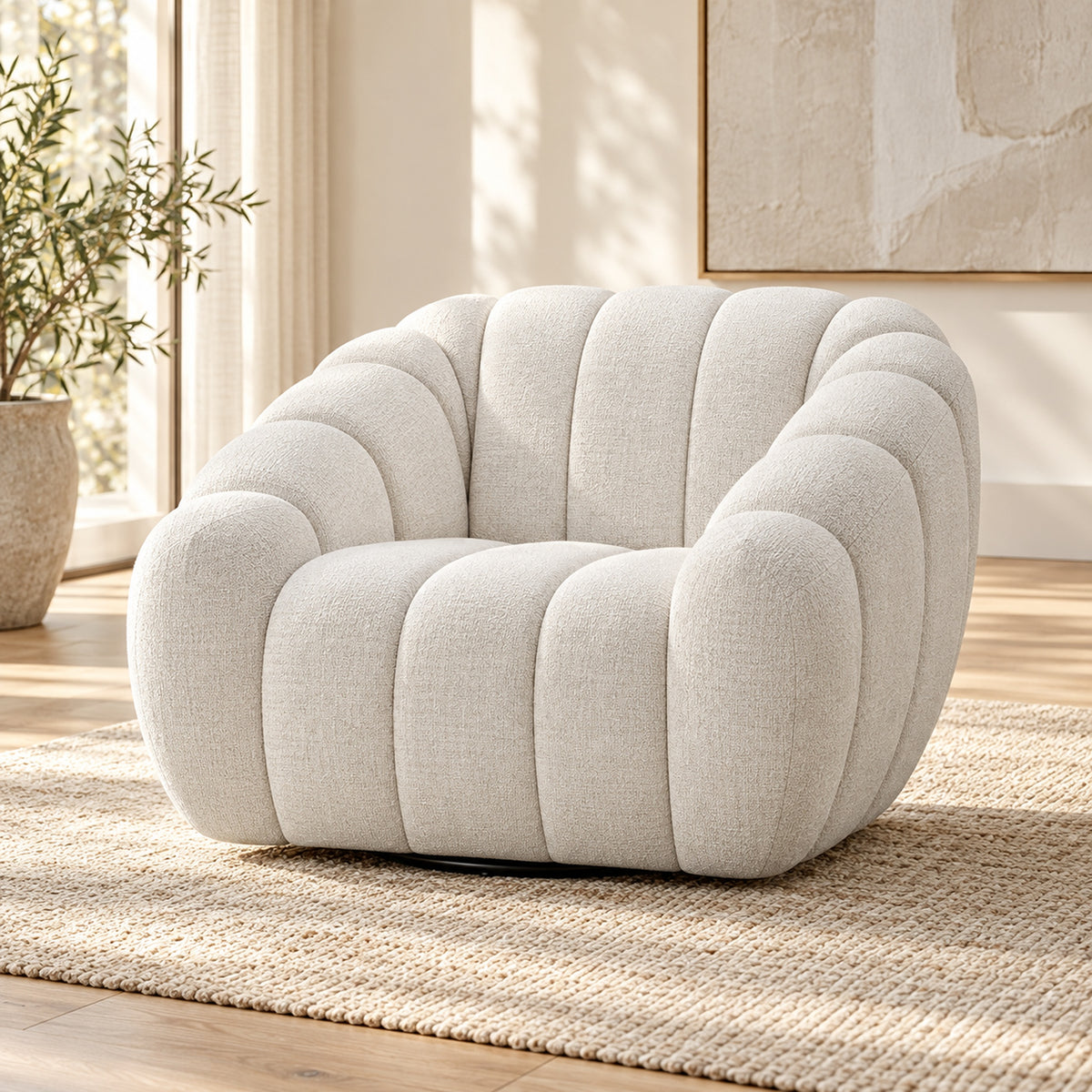 Kenya Swivel Armchair - Beige