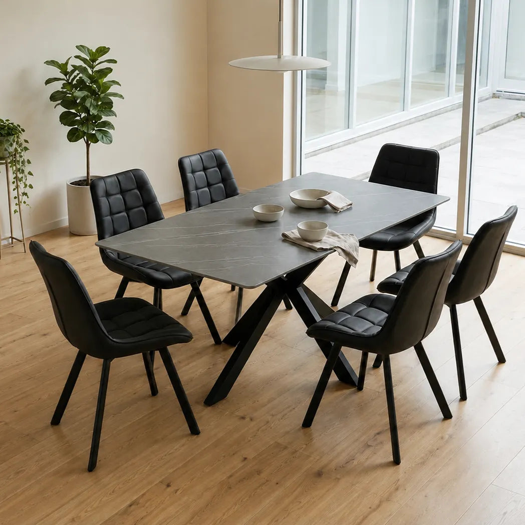 Lazio 7 Piece Ceramic Dining Suite