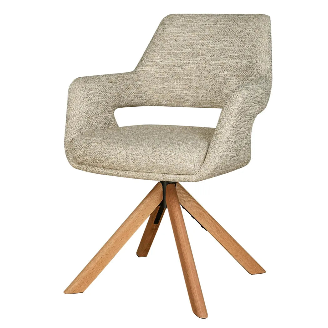 Leto Tweed Swivel Dining Chair in Oat