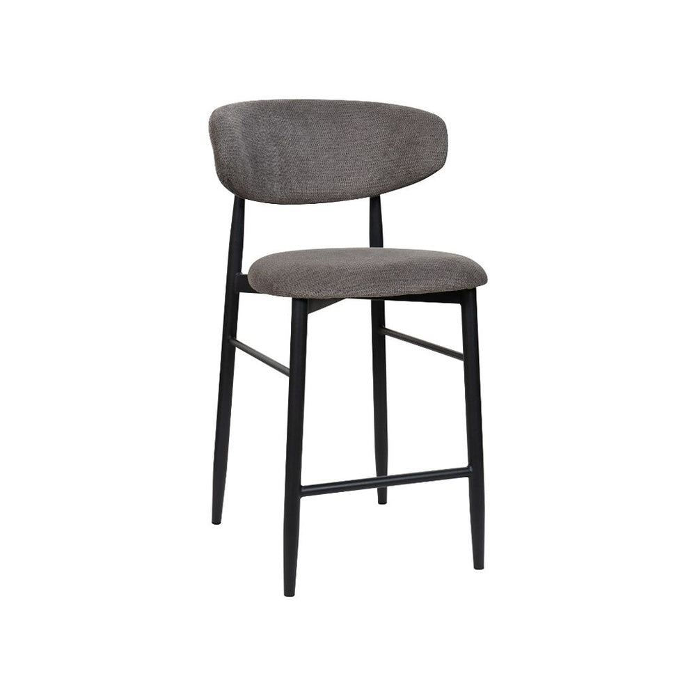 Louis Grey Textured Fabric Bar Stool