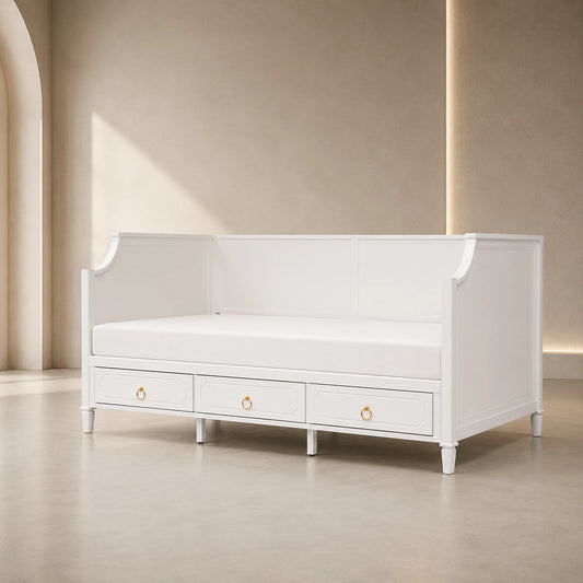 Mariana White Timber Daybed with Storage Drawers