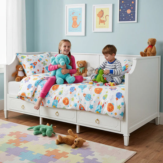 Mariana White Timber Daybed with Storage Drawers