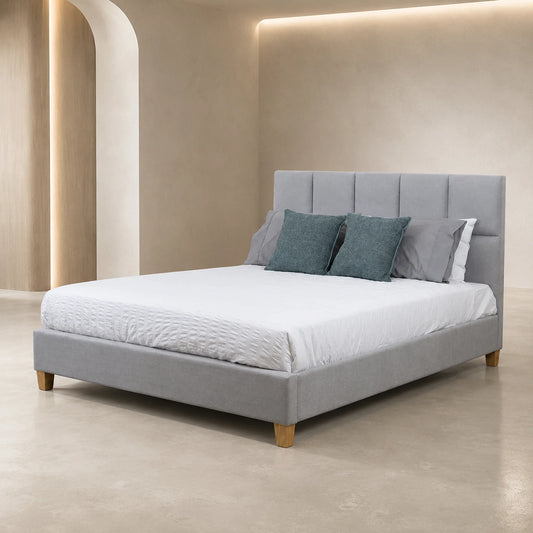 Marley Mist Grey Fabric Bed Frame - KING