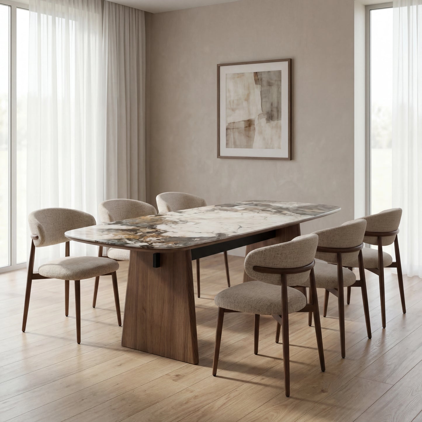 Moriko 7 Piece Ceramic Dining Suite