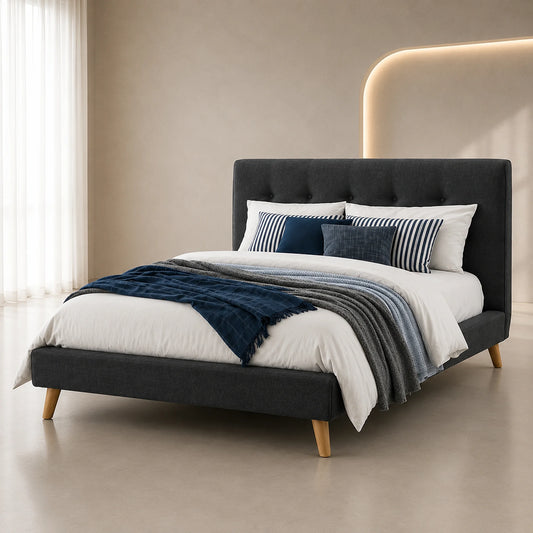 Nellie Dark Grey Fabric Bed Frame