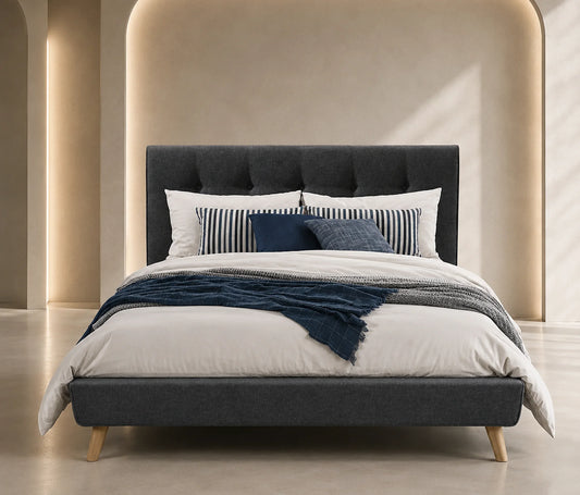 Nellie Dark Grey Fabric Bed Frame