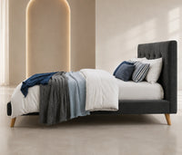 Nellie Contemporary Fabric Bed Frame Dark Grey