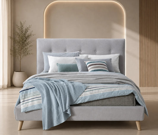 Nellie Light Grey Fabric Bed Frame