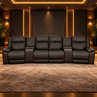 compare product Nelson 4 Seater Triple Motor Home Theatre Recliner Lounge - Black