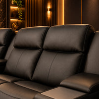 Nelson 4 Seater Triple Motor Home Theatre Recliner Lounge - Black