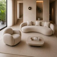 Neon 3 Seater Curved Sofa & Swivel Chair Set
