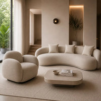 Neon 3 Seater Curved Sofa & Swivel Chair Set