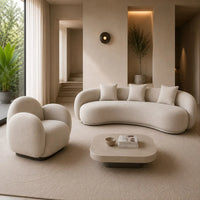 Neon 3 Seater Curved Sofa & Swivel Chair Set