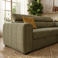 Odelia 3 Seater Chaise Pullout Sofa Bed & Storage Ottoman