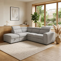 Odelia 3 Seater Chaise Pullout Sofa Bed & Storage Ottoman