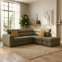 Odelia 3 Seater Chaise Pullout Sofa Bed & Storage Ottoman