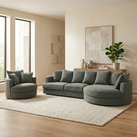 Penthouse 3 Seater Curved Chaise Sofa & Swivel Chair