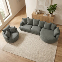 Penthouse 3 Seater Curved Chaise Sofa & Swivel Chair